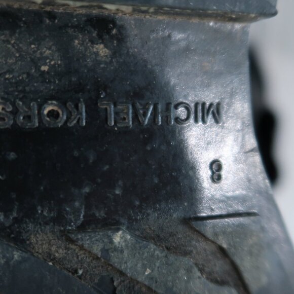 Michael Kors Shoes Womens 8 Black Chelsea Rain Boots Ankle Booties Slip On - Picture 12 of 15